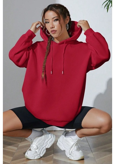 Uyguntarz Unisex Oversize 1898 Brooklyn Baskılı Sweatshirt Kırmızı