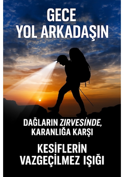 Başa Takılan Led Güçlü Arama Feneri 46 Saat Çalışma Süresi 3 Mod