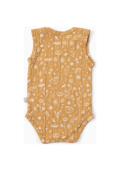 Boumini Kolsuz Bebek Çıtçıtlı Atlet Müslin Bebek Body Bahar Çiçekli Hardal-hardal Hardal