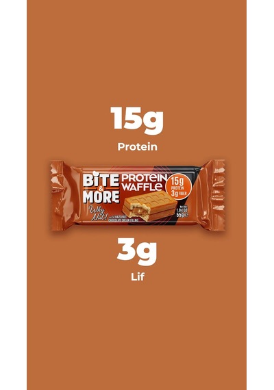 Bite&more Protein Waffle 55 Gram X 1 Adet Fındık