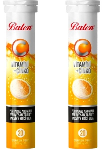 Balen C Vitamini + Çinko Efervesan 20 Tablet x 2 Adet