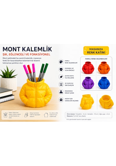 3d Baskı Mont Kalemlik Sarı