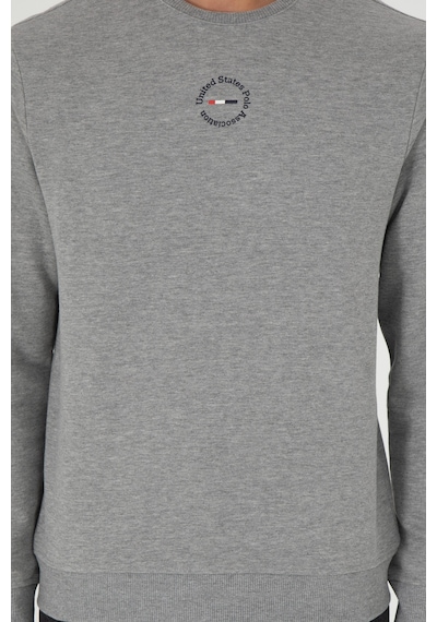 U.S. Polo Assn. Erkek Regular Fit Bisiklet Yaka Gri Melanj Sweatshirt 50293436-VR086