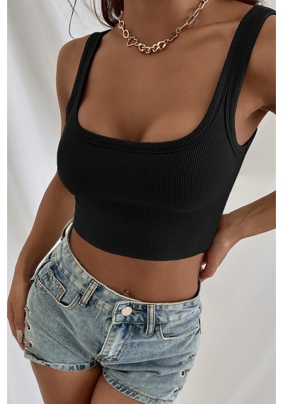 Epilons Zenvial Kadın Siyah Kalın Askılı Crop Top Büstiyer Zenviall2
