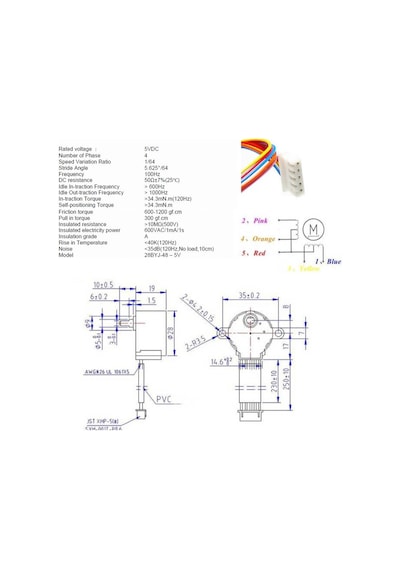 28byj-48 5v Redüktörlü Step Motor - Uln2003a Sürücü Kartı