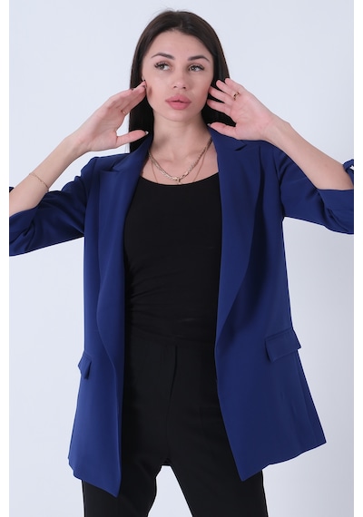 Saks Astarlı Kolları Düğme Toparlamalı Ceket 0105136.26 Saks