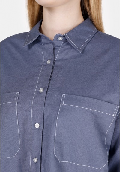 Colin's Colins Regular Fit Shirt Neck Düz Kadın Mavi Uzun Kol Gömlek Cl1073309 Q1.v2 Inv Indigo Colin's Colins Regular Fit Shirt Neck Düz Kadın Mavi Uzun Kol Gömlek Cl1073309 Q1.v2 Inv Indigo