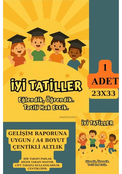 20 Adet Gelişim Raporu Karne Kılıfı Altlık - No1