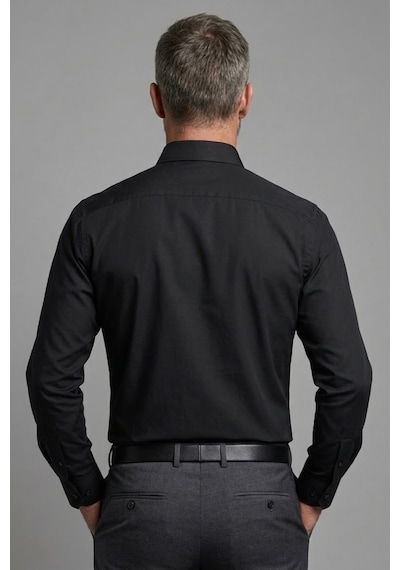 Torivalli Collection Klasik Kesim Regular Fit Tek Cepli Kolay Ütülenebilen Mevsimlik Uzun Kollu Düz Renk Erkek Gömlek Siyah