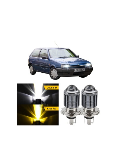 Fiat Tipo 1993-2000 Uyumlu Mercekli Far Ampulü Led Xenon Çift Renk Sarı-beyaz Far Şimşek Etkili C Lamba Uzun Kısa LED Far 56081499