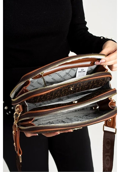 Just Polo Kadın Günlük Kullanıma Uygun Su Geçirmez Lüks Ve Şık Omuz Çantası Shoulder Bag Kahverengi - Taba