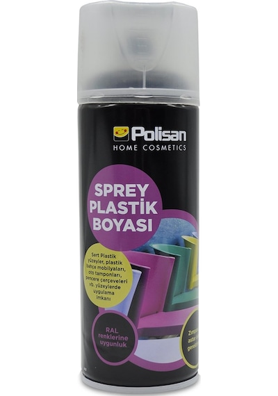 Polisan Sprey Plastik Yüzey Aksam Boyası 400 ML Mat Siyah Ral9004