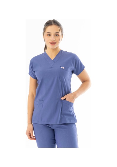 Likra Yarasa Kol Doktor Hemşire Forması Kot Mavisi Lyrs1020 Kot Mavisi