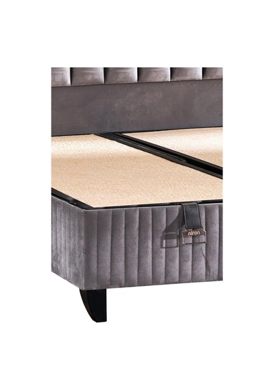 Hades Lüks Baza Ve Başlık Seti 100x200 Cm Tek Kişilik Baza Ve Başlık Takımı Koyu Gri Özel Kumaş