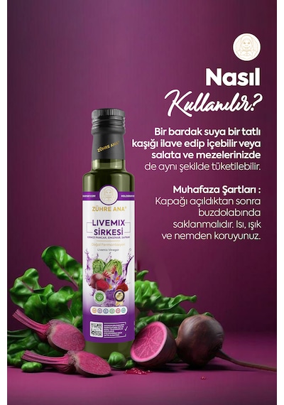 Livemix Sirkesi Doğal Fermantasyon Livemix Vinegar 500 Ml