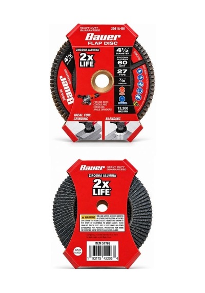 Bauer 57765 Zirkonyum Flap Disk 115 Mm 4-1/2" 60 Kum Tip 27 Taşlama Ve Zımpara Diski