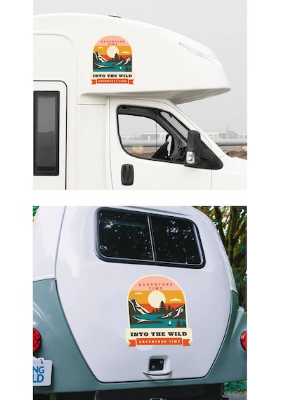 Vahşi Doğa Sticker - 4x4 Offroad Kamp Camping Sticker - Araba Oto Karavan Motosiklet Cam Sticker - 00116 10X9 Cm