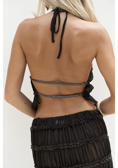 Mai Collection Mai Studios Co. Sofi Transparan Kahve Crop Etek Takım Kahve