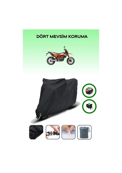 Siyah Arka Çanta Ve Kilit Uyumlu Ktm 690 Smc R Uyumlu Motor Brandası