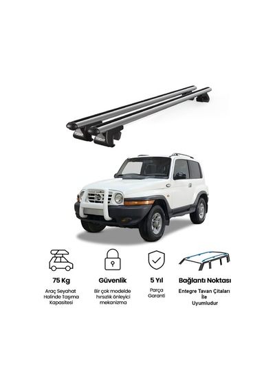 Venüs Ssangyong Korando 3d 1997-2005 Uyumlu Gri Ara Atkı Port Bagaj Tavan Barı