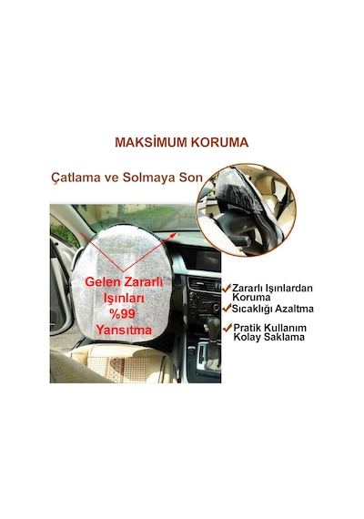 Oto Araç Güneşliği Direksiyon Koruma Kılıfı Güneşlik Örtü