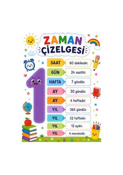 Zaman Çizelgesi Karton Afiş 50 X 70 Cm Tüm Yaşlar