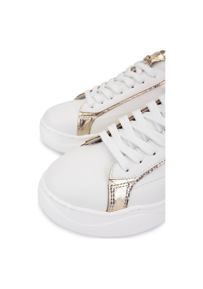 Tamer Tanca Kadın Suni Deri Beyaz Sneakers & Spor Ayakkabı 1009 2200 Bn Ayk Sk25-26 Beyaz/dore Beyaz