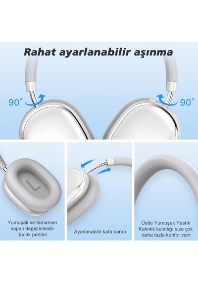 Hp5 Anc Kulak Üstü Kablosuz Bluetooth Kulaklık Silver-gri