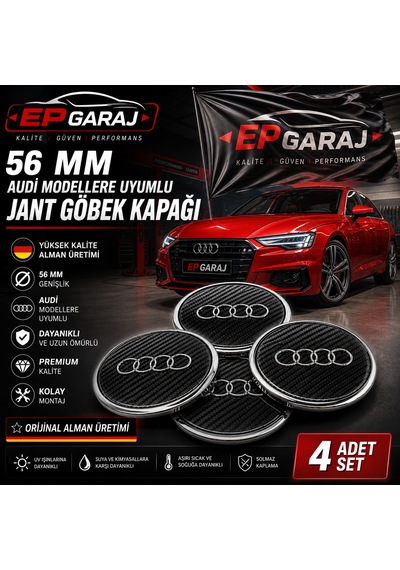 Audi Araçlara Uyumlu 56 Mm Audi Modellere Uyumlu Jant Kapak Göbeği 4 Adet Set