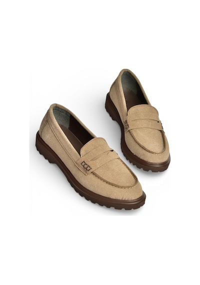 Fox Shoes Y996051002 Vizon Süet Alçak Tabanlı Kadın Makosen Ayakkabı Vizon