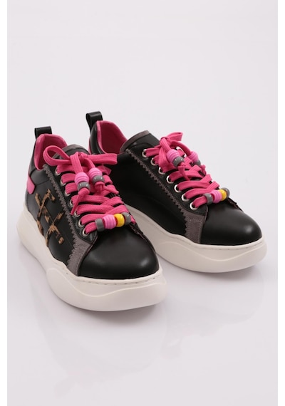 Dgn 1023 Kadin Sneaker Ayakkabi 1023-2007-R11446 Siyah - Fuşya