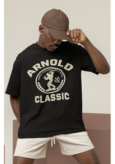 Tasarım Arnold Classic Bodybuilding Fitness Sporcu Baskılı Unisex Siyah