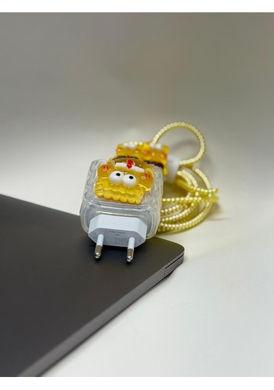 Sweety iPhone Uyumlu Kablo Ve Başlık Koruyucu Set Sarı