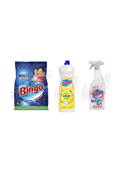 Bingo Tüm Renkler Deterjan 6 Kg+ Bulaşık Deterjanı 650 Ml + Toz 750 Ml 3'lü Set Diğer
