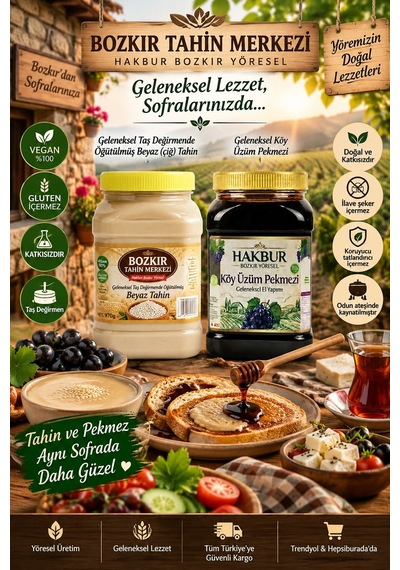 Bozkır Tahin Merkezi Muhteşem İkili Beyaz Tahin 935 Gr- Köy Üzüm Pekmezi 950 Gr Doğal&katkısız