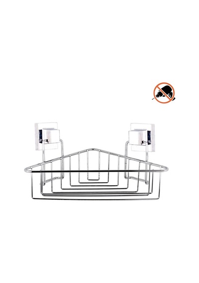 Easyfix Yapışkanlı Banyo Duvar Rafı Şampuanlık Köşe Rafı Krom Gümüş