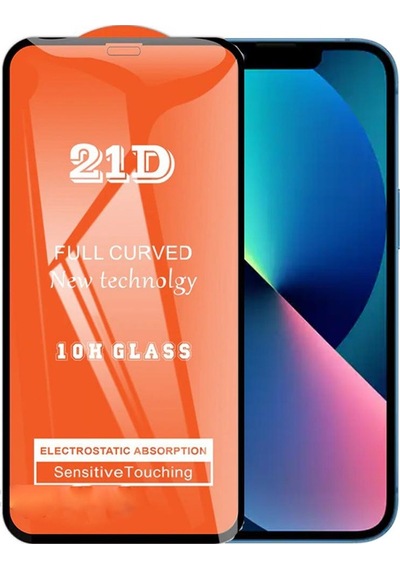 Apple Uyumlu   iPhone 13 Ekran Koruyucu 21d Tam Kaplayan Kırılmaz Cam Kavisli