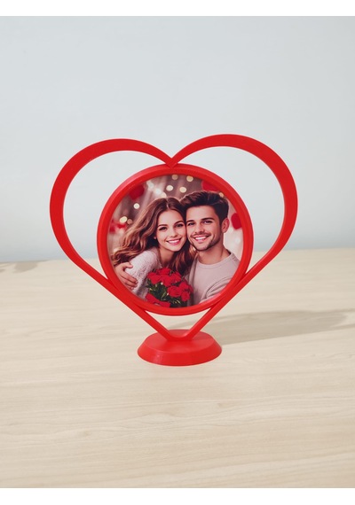 Kalp Tasarımlı Fotoğraf Çerçevesi 3d Baskı Dekoratif Masa Çerçevesi