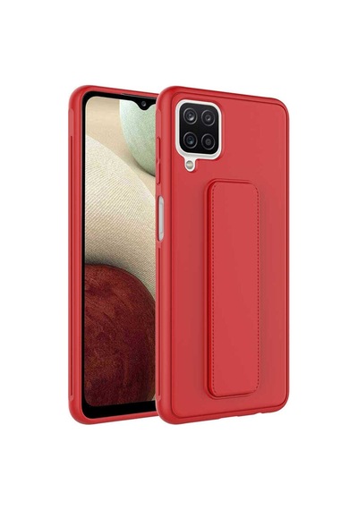 Samsung Uyumlu Galaxy A12 Kılıf Zore Qstand Kapak Kırmızı
