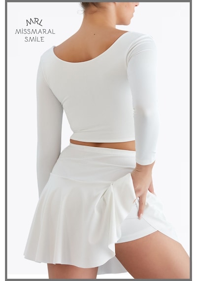 Missmaral Beyaz Yüksek Bel Volanlı Şortlu Spor Etek Deniz Şortu Skirt With Shorts Beyaz Missmaral Beyaz Yüksek Bel Volanlı Şortlu Spor Etek Deniz Şortu Skirt With Shorts Beyaz