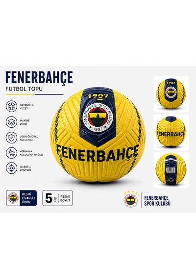 Fenerbahçe Lisanslı Futbol Topu No:5 430gr Maç Topu Sarı