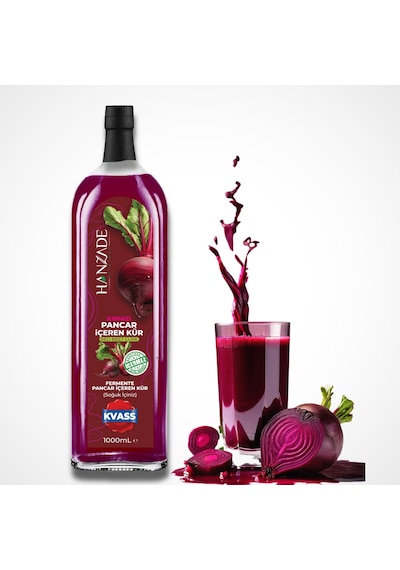 Hanzade Bitkisel Pancar Kvass Kırmızı Pancar Kür Cam 1 L