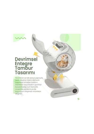 Haustier MSP01 Akıllı Otomatik Kedi Tuvaleti , App Kontrol, 65lt Hazne, 9lt Çöp haznesi, İyonizer Kötü Koku Giderici