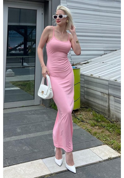 Madmext Pembe Uzun Asklı Basic Elbise Mg1852-pembe Pembe