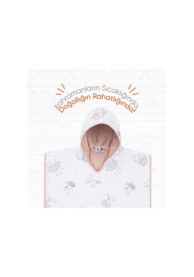Gezenbebe Hero Desenli Müslin Ve Havlu Bebek Çocuk Pançosu 001