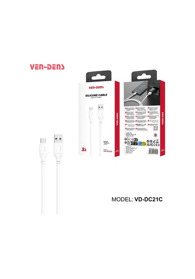 Ven-dens Vd-dc21c-usb-a Premium Type-c Hızlı Şarj Ve Data Kablosu - Beyaz