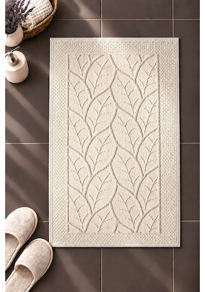 Sakura Sk013a Doğal Pamuk 2'li Banyo Paspas Seti 60x100 60x50cm Kaymaz Taban Makinada Yıkanabilir Kemik