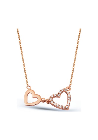 Kuyumcudukkani"sen Ve Ben"taşlı Kalp Figürlü Kolye-37127-r-w Rose Gold