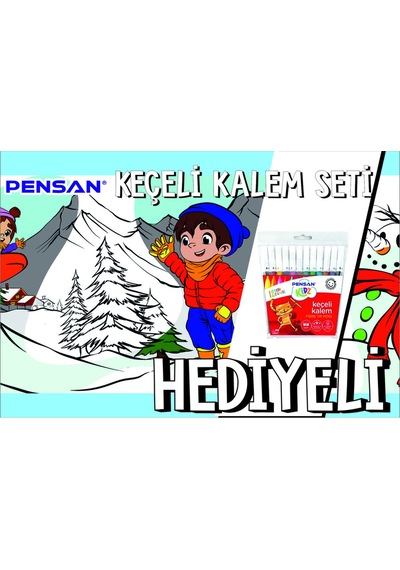 30x120 Boyama Rulosu Yaman Kar Tatili + Pensan 12'li Keçeli Boya Kalemi