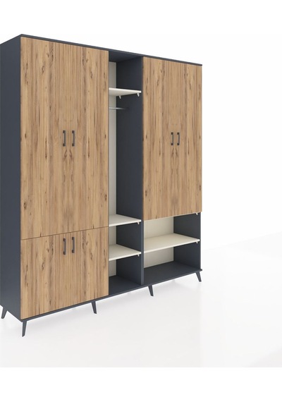 Hyperion Dolap 15 Raflı 5 Kapaklı Tek Askılı 220x44x243 Antrasit-çam/aytaşı Atlas Çam/aytası Hyperion Dolap 15 Raflı 5 Kapaklı Tek Askılı 220x44x243 Antrasit-çam/aytaşı Atlas Çam/aytası